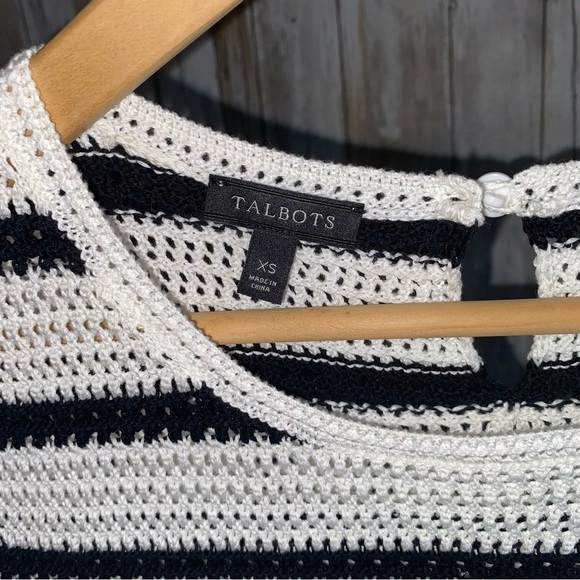 Talbots Crochet Stripe Crewneck Sweater - Picture 6 of 6
